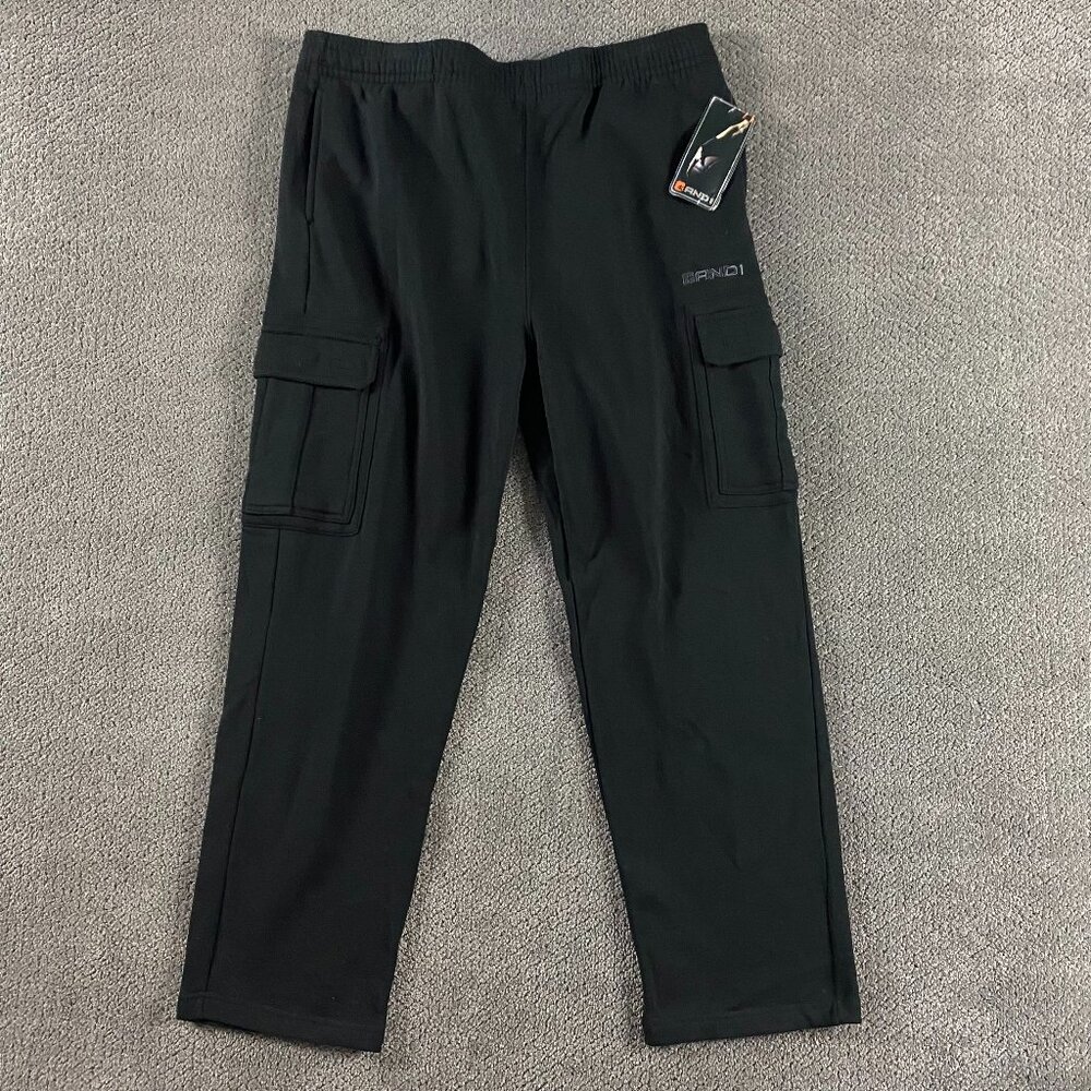 NWT Vintage And1 Sweatpants Men's 2XL Double Team Fleece Cargo Joggers Pants Y2K